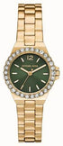 Michael Kors MK7395 Women's Lennox Gold-Tone Watch with Green Dial and Crystal-Accented Bezel