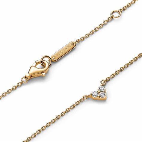 Pandora 363014C01-45 Collana a cuore con tripla pietra - Placcata oro 14k, 45 cm