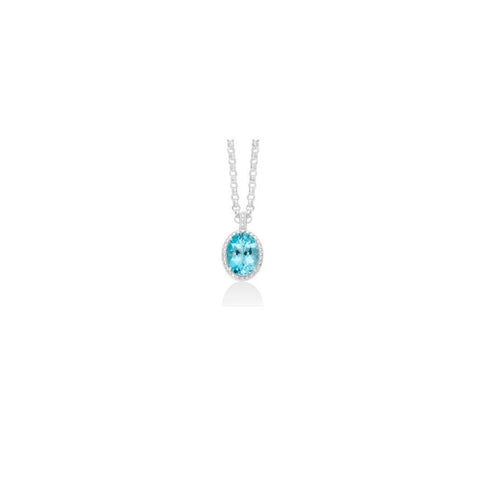 Collana Miluna CLD4356 - Argento 925 con ciondolo ovale di topazio blu