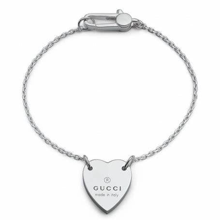 Gucci Trademark Sterling Silver Heart Bracelet - 18cm