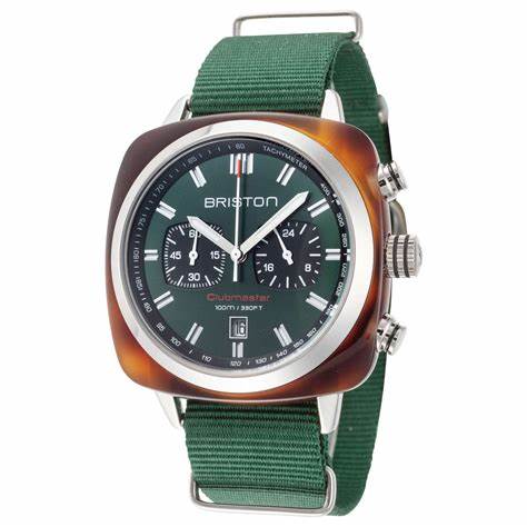 Briston Clubmaster Sport Chronograph 42mm British Green Dial Watch 17142-SA-TS-10-NBG