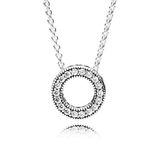 Collana Pandora 397436CZ-45 Logo Pavé Circle - Argento 925 con zirconi chiari, 45 cm