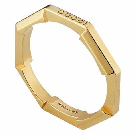 Gucci Link to Love 18ct Yellow Gold 3mm Mirrored Ring - Size 6