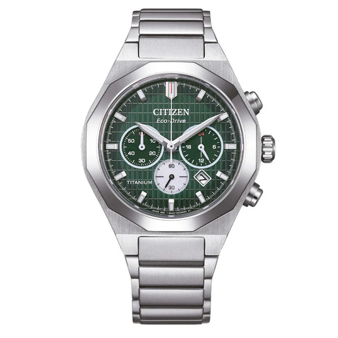 Citizen CA4691-59X Men's Green Dial Chronograph Watch with Titanium Case & Sapphire Crystal