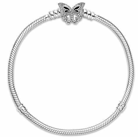 PANDORAPandora Moments 590782C01 Sterling Silver Butterfly Clasp Snake Chain BraceletBIJOUXEcecile