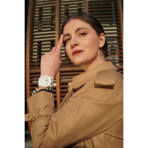 Gaga Milano Frame One 7250FR01M0FLWM0 Orologio da uomo in ceramica bianca 44 mm