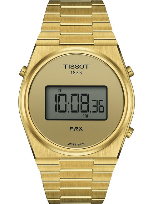 Tissot PRX Digital 40 mm T1374633302000 - Reloj de cuarzo multifuncional de acero inoxidable con PVD dorado
