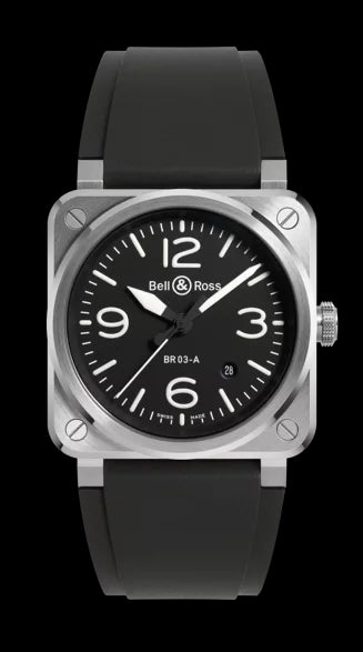 Bell & Ross BR 03-92 Diver Orologio automatico in acciaio nero 42 mm - Quadrante nero, cinturino in gomma