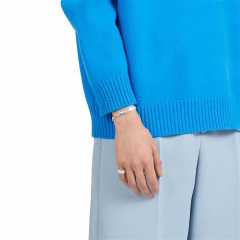 Gucci Diagonal entrelazados G Pulsera de plata de ley - Tamaño 19cm