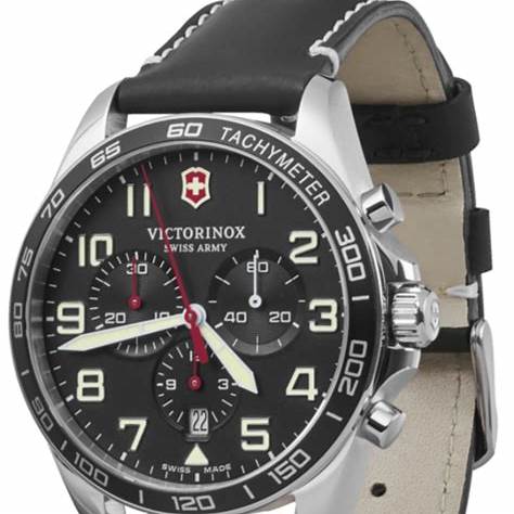 Victorinox Fieldforce Men's Chronograph Watch V241852 – Black Dial, Leather Strap