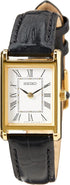 Seiko SWR054P1 Orologio rettangolare da donna in oro con cinturino in pelle nera