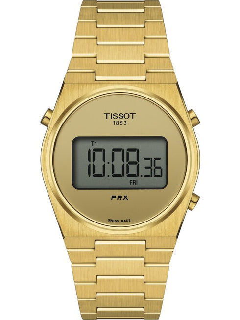 Tissot PRX Digital 40 mm T1374633302000 - Reloj de cuarzo multifuncional de acero inoxidable con PVD dorado