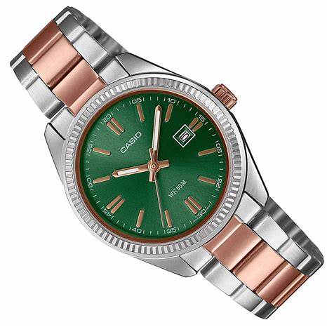 Casio LTP-1302PRG-3AVEF Reloj analógico de mujer - Esfera verde con brazalete bicolor de acero inoxidable