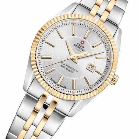 Swiss Military SM34066-05 Women's Analog Quartz Watch - Two-Tone Stainless Steel with Silver Dial