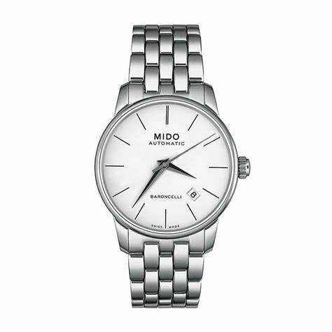 Mido Baroncelli Orologio automatico da uomo - Acciaio inossidabile, quadrante bianco, 38 mm