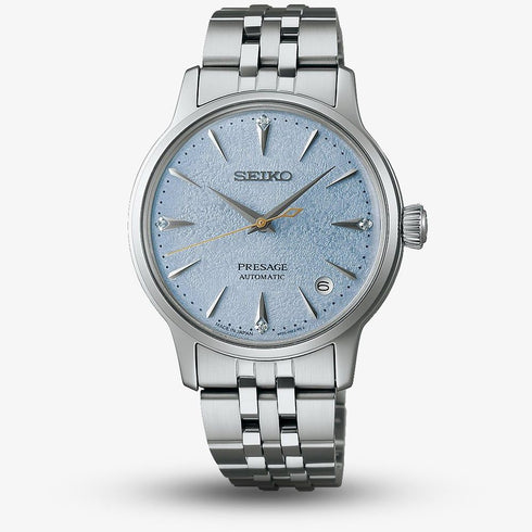 SEIKOSeiko Presage Cocktail Time SRPL61J1 'Frozen Skydiving' Women's Watch – 34mm Stainless Steel, Light Blue Dial with Diamond Accents, Automatic Movement, 50M Water ResistanceWATCHESEcecile