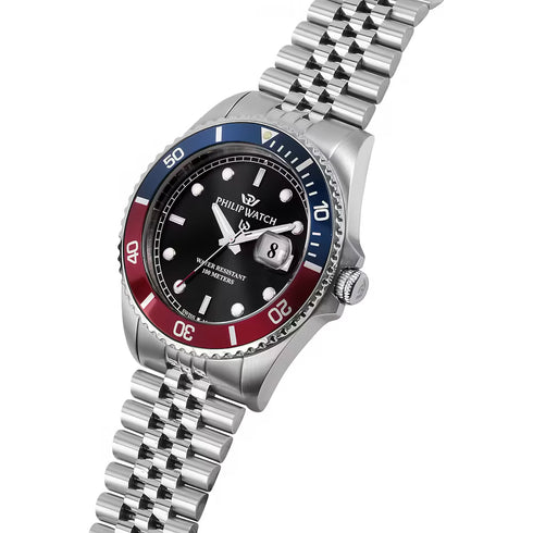 Philip Watch Caribe R8253597090 Men's Watch – 42mm Steel Case, Blue Dial, Sapphire Crystal, 100M WR