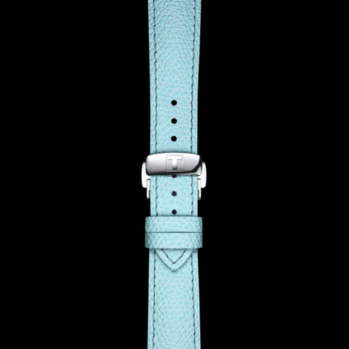 Orologio Tissot Chemin des Tourelles Powermatic 80 Donna - Cassa in acciaio inossidabile 34 mm, quadrante bianco, cinturino in pelle blu chiaro