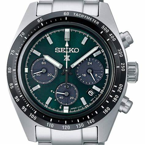 Reloj Seiko Prospex SSC933P1 Speedtimer Solar Cronógrafo Hombre - Esfera Verde, Brazalete Acero Inoxidable