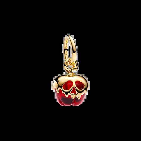 Pandora 763421C01 Charm con mela penzolante Disney Villains Evil Queen - Placcato oro 14k con vetro di Murano rosso