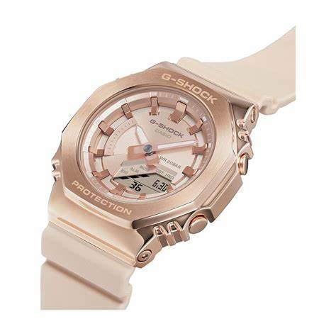 Casio G-SHOCK GM-S2100PG-4AER Reloj mujer - Oro rosa bisel metálico, correa de resina beige