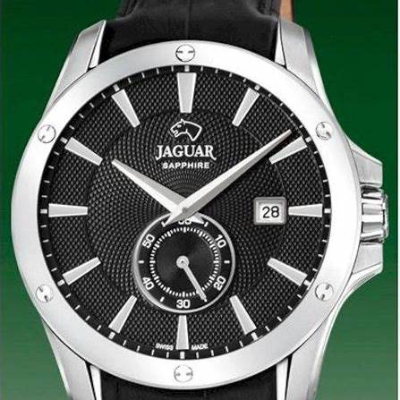 Jaguar Men's Swiss Quartz Watch - Model J878/4, Stainless Steel Case, Black Dial, Leather Strap