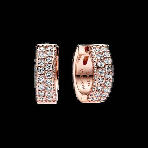 Pandora 282622C01 Orecchini a cerchio a doppia fila con pavé senza tempo - Placcati in oro rosa 14k con zirconi chiari