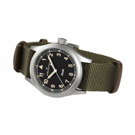 Hamilton Khaki Field Quartz H69401930 - Acciaio inossidabile 38 mm, quadrante nero, cinturino verde NATO