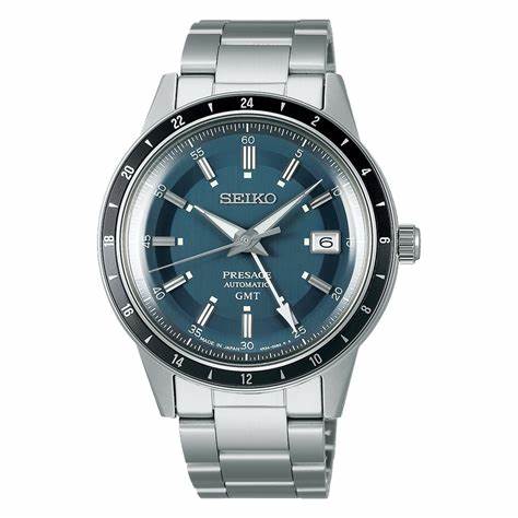 Seiko Presage SSK009J1 Automatic GMT Men's Watch - Teal Green Dial, Steel Bracelet