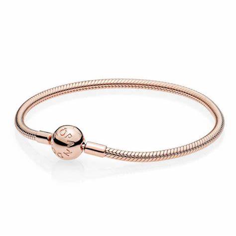 Bracciale Pandora Moments con catena a serpente - Placcato oro rosa 14k, 18 cm