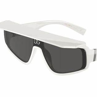 Dolce & Gabbana DG6177 3312/87 46 Unisex Shield Sunglasses - White Acetate Frame, Dark Grey Lenses