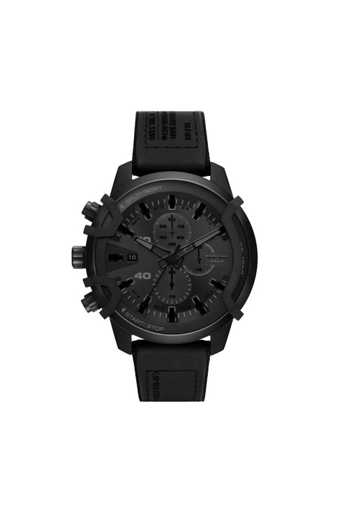 Diesel DZ4556 Griffed Chronograph Watch – 48mm Black Dial, Silicone Strap