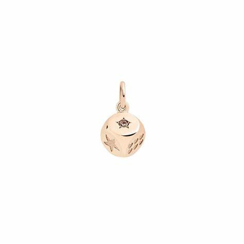 DoDo Würfel Charm DMC4003DICESBR09R - 9K Rose Gold mit braunem Diamant, Sonderausgabe