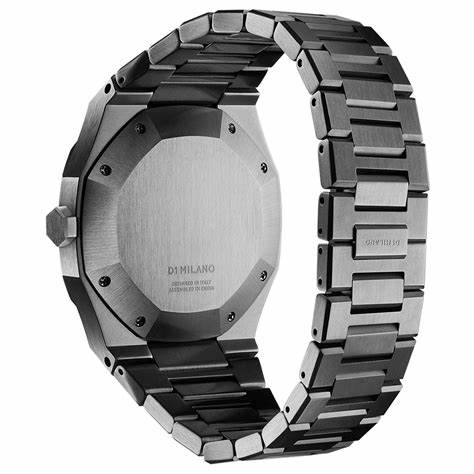 Orologio D1 Milano Bracciale Automatico D1-ATBJ02 Uomo - Acciaio inossidabile canna di fucile, quadrante nero