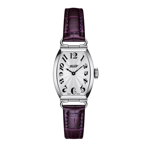 Tissot Heritage Porto Small Lady T1281091603200 - Acero inoxidable, esfera plateada, correa de piel violeta