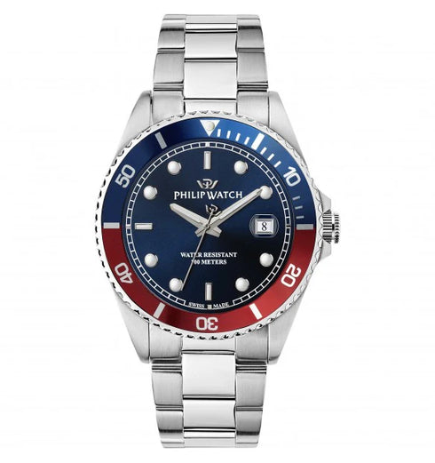 Philip Watch Caribe R8253597090 Men's Watch – 42mm Steel Case, Blue Dial, Sapphire Crystal, 100M WR