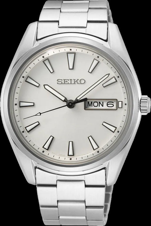 Seiko SUR339P1 Men’s Classic Quartz Watch – Silver Dial, Day‑Date, 40 mm