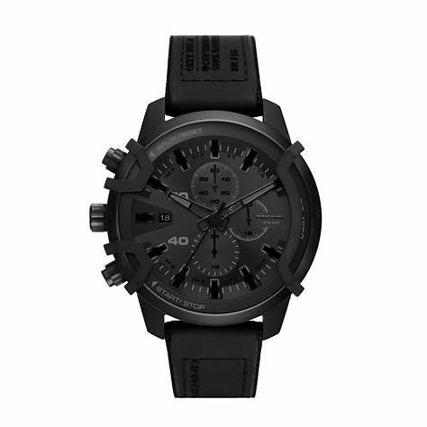 Diesel DZ4556 Griffed Chronograph Watch – 48mm Black Dial, Silicone Strap