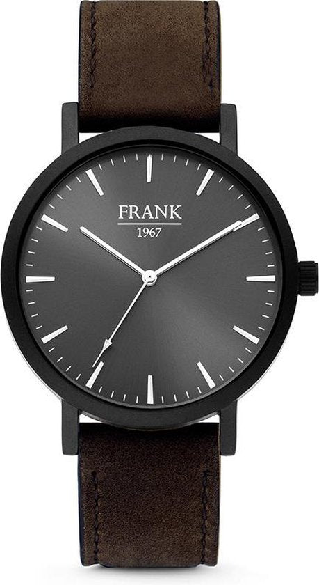 Frank 1967 7FW-0011 Orologio da uomo - Cinturino in pelle nera, quadrante nero, 42 mm