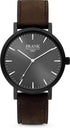 Frank 1967 7FW-0011 Men's Watch - Black Leather Strap, Black Dial, 42mm