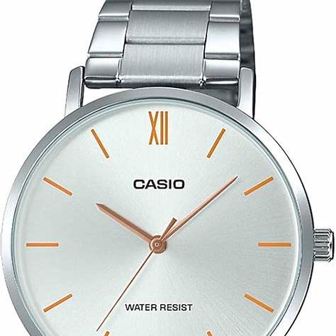 Casio MTP-VT01D-7BUDF Herren-Edelstahlarmbanduhr – Silbernes Zifferblatt