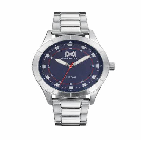 Mark Maddox HM7131-36 Men's Analog Watch - Stainless Steel Bracelet, Blue Dial