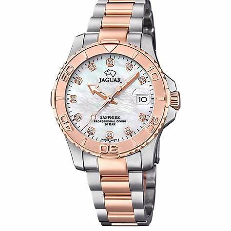 JAGUARJaguar Women's Swiss Quartz Diver Watch - Model J871/5, Two - Tone Stainless Steel, Mother - of - Pearl DialWATCHESEcecile