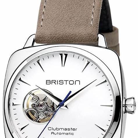 Briston Clubmaster Iconic Automatic Watch 40mm White Dial Grey Leather Strap 18740.PS.I.2.LVT