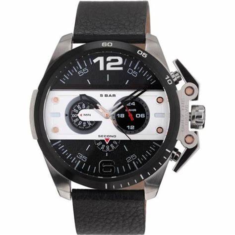 Diesel Ironside DZ4361 Men's Watch - Black Dial, Black Leather Strap