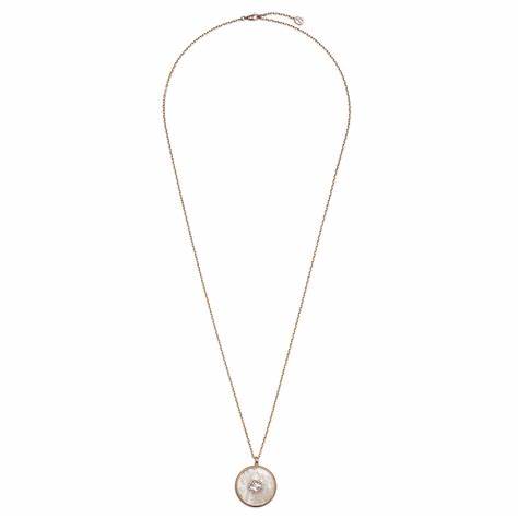 Gucci Interlocking 18ct Rose Gold Mother of Pearl Diamond Necklace - YBB786777001