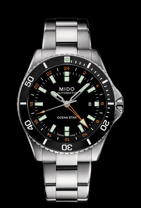 Orologio da uomo Mido Ocean Star GMT Limited Edition - Acciaio inossidabile, quadrante nero, 40,5 mm