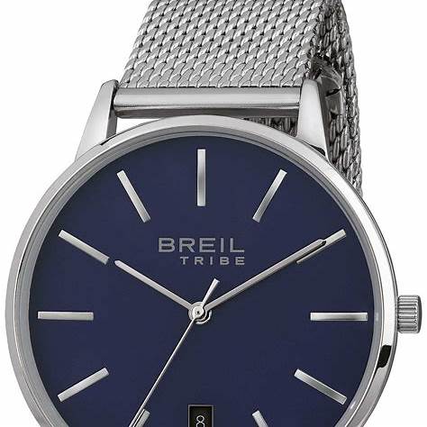 Breil Avery EW0457 Men's Ultra-Thin Quartz Watch - 41mm Blue Dial, Stainless Steel Mesh Bracele