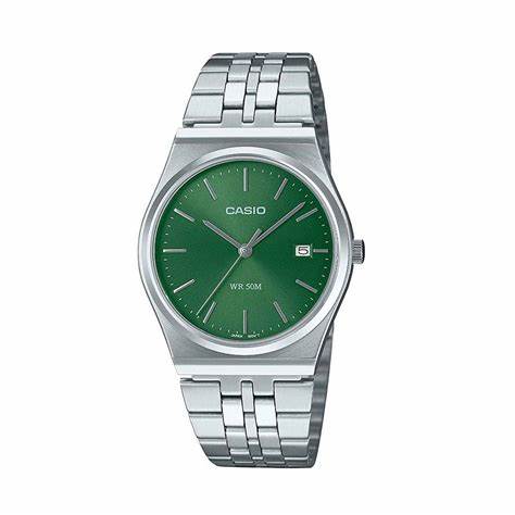 Casio MTP-B145D-3AVEF Men's Analog Watch – Green Dial with Stainless Steel Bracelet