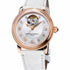 Frederique Constant FC-310HBAD2P4 Women's Heart Beat Automatic Watch - Rose Gold-Plated Case, Diamond-Set Mother-of-Pearl Dial, White Alligator Leather